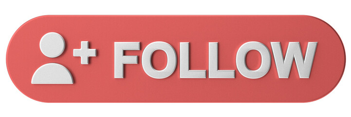 3D follow button. 3D illustration. - obrazy, fototapety, plakaty