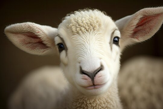A Newborn Lamb Up Close and Adorable. Generative AI