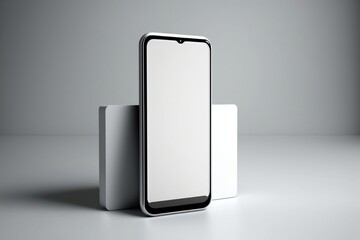 Mobile phone mockup. Blank smartphone screen template. Modern minimalistic UI/UX mockup template. Cell phone illustration.