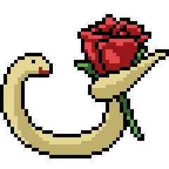 pixel art snake hold rose