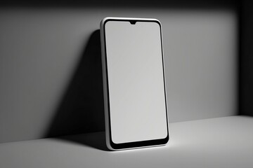 Simple mobile phone mockup. Blank smartphone screen template. Modern cellphone UI/UX mockup template. Cell phone illustration. 3D render.