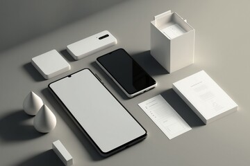Blank smartphone screen template. Modern cellphone UI/UX mockup template. Cell phone illustration.
