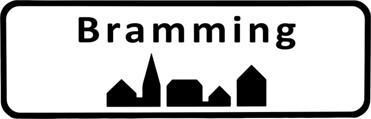 City sign of Bramming - Bramming Byskilt