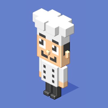Chef cook pixel art character