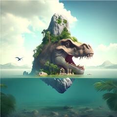 island in dinosaur form - artificial intelligence