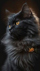 close up cute cat with light glow, Generative Ai