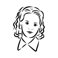 Schoolchildren go to school hand in hand. Sketch.