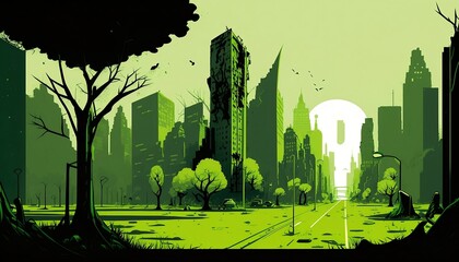 Abandoned green city.