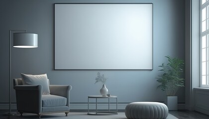 illustration of mock-up wall decor frame is hanging in minimal style , modern contemporary, Generative Ai	
