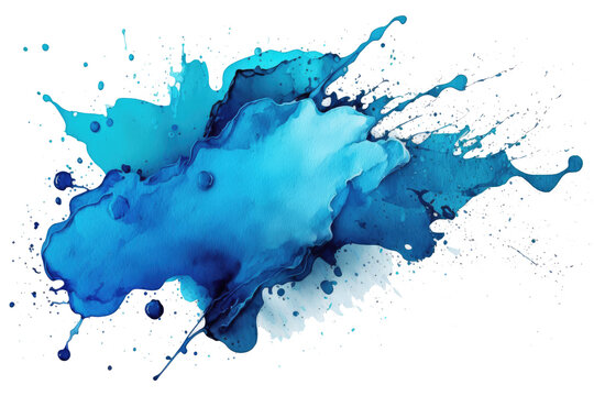 blue watercolor splatter stain texture background design.Generative AI