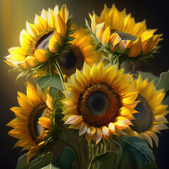 Bouquet of lovely beautiful sunflowers . generative AI