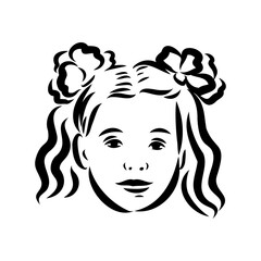 Schoolchildren go to school hand in hand. Sketch.