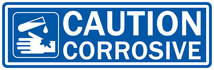 Corrosive material hazard sign and labels