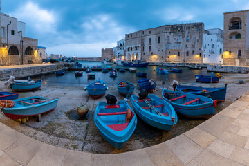 Monopoli - The harbor of old town at dusk.