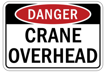 Fototapeta premium Overhead crane hazard sign and labels