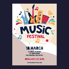 Music festival poster template vector design
