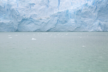 Glacier in Patagonia close up. Ice and water textures
