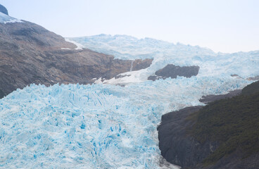 Fototapeta na wymiar Glacier on the mountain in Patagonia with a lot of ice