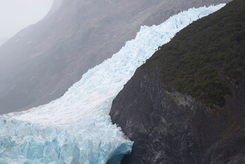 Mountain landscape with ice and snow in glacier in Patagonia, Argentina. Ice texture