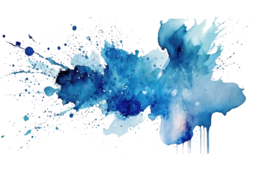 Fotobehang Aquarel blue watercolor splatter stain texture background design.Generative AI  © premyuda