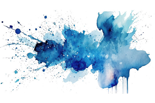 blue watercolor splatter stain texture background design.Generative AI