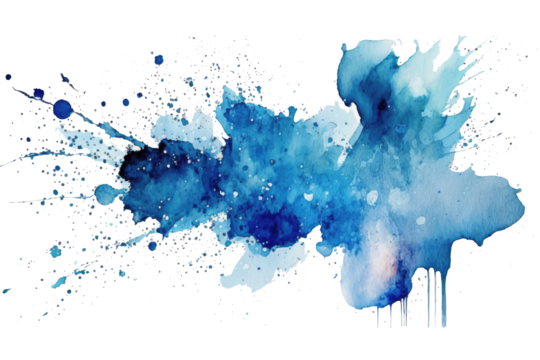 blue watercolor splatter stain texture background design.Generative AI