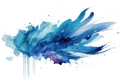 blue watercolor splatter stain texture background design.Generative AI