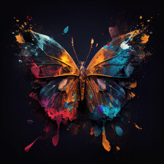 Colorful butterfly illustration on dark background