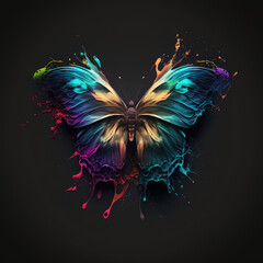 Colorful butterfly illustration on dark background