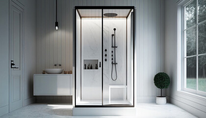 illustration. design. Bathroom with furniture. Bathroom interior. Generative AI