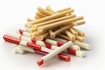 Sweets made of caramel and vanilla sticks, with white backgrounds. Raw material for seasoning. Generative AI