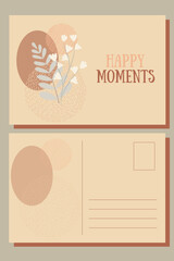 Postcards. Gift cards. Сards with flowers and abstract circles
