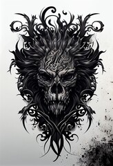 Generative AI abstract render of a lion's skull