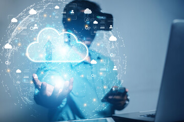 2023 business concept, businessman or engineer Show the trend of driving digital currency to develop online business.	