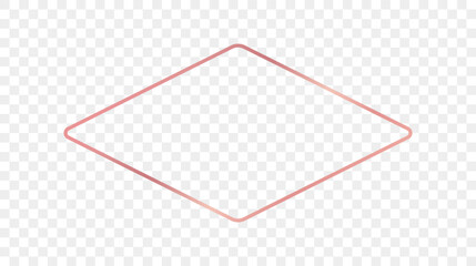 Rose gold glowing rounded rhombus shape frame