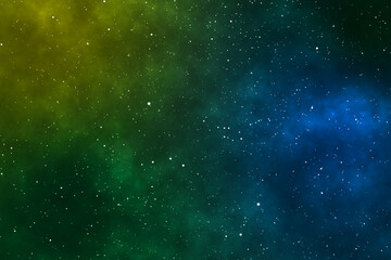 Fototapeta premium Starry night image with the blue and green nebulas.