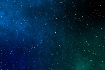Fototapeta na wymiar Starry night image background with the blue and green nebulas.