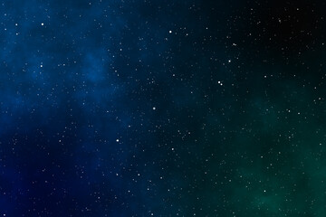 Starry night image with the blue and green galaxies in the cosmic space. - obrazy, fototapety, plakaty