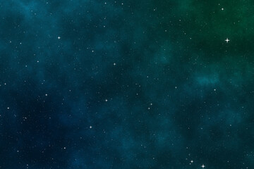 Fototapeta na wymiar Starry night image with the green galaxy and nebula in the cosmic space.