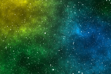 Galaxy image starry night background in blue and green colors