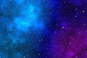 Starry night image with the blue and purple galaxy in the cosmic space.