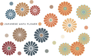 Set of flowers in various colors and sizes. Vector illustration isolated on a white background.