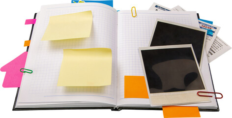 Organizer, Blank Post It Notes And Photos - Isolated