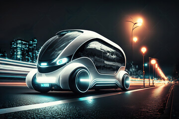 Plakat futuristic eco-friendly electric green energy car automobile, generative ai
