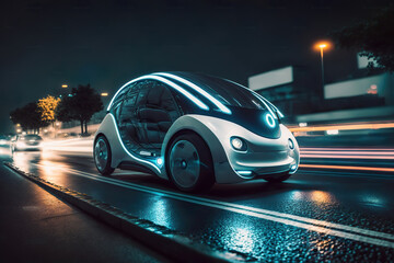 futuristic eco-friendly electric green energy car automobile, generative ai