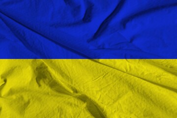 waving colorful flag of ukraine. Ukrainian flag with a grunge texture .close up waving flag of Ukraine. flag symbols of Ukraine. 