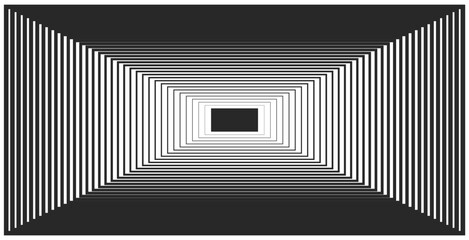 Fototapeta premium 3d line blend tunnel black in white background