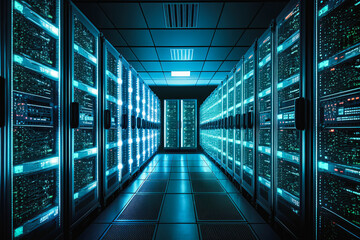 Data server center,  digital hosting background generative ai