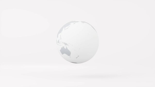 4K seamless loop animation of the planet earth in a minimalist style. 3d trendy render.
