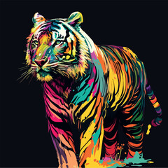 Colorful tiger pop art vector illustration